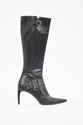 Dior Leather Logo Buckle Boot