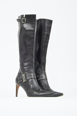 Dior Leather Logo Buckle Boot