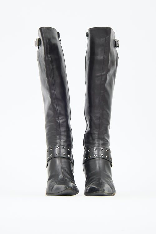 Dior Leather Logo Buckle Boot