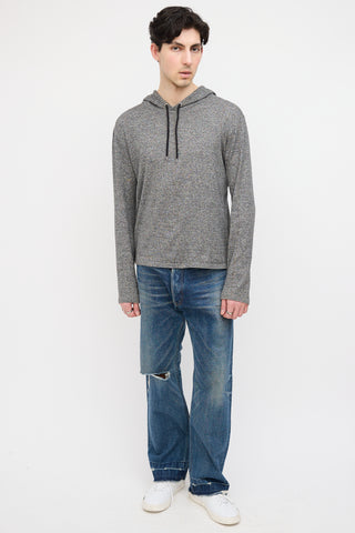 Dior Heathered Grey Drawstring Hoodie