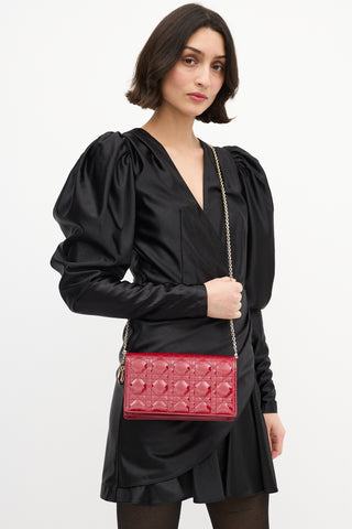 Dior Red Cannage Patent Leather Lady Dior
 Pouch