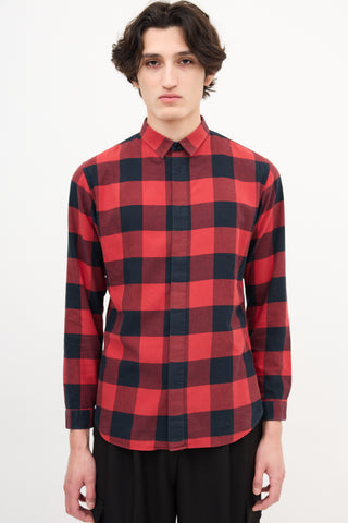 Dior Red & Black Checkered Shirt