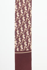 Dior Beige & Brown Silk Oblique Logo Twill Scarf