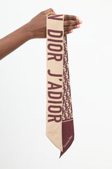 Dior Beige & Brown Silk Oblique Logo Twill Scarf
