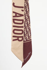 Dior Beige & Brown Silk Oblique Logo Twill Scarf