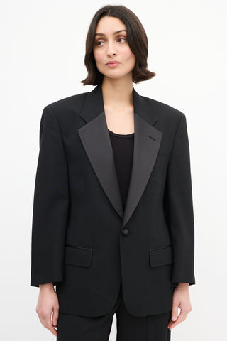 Dior Vintage Black Wool Tuxedo Blazer