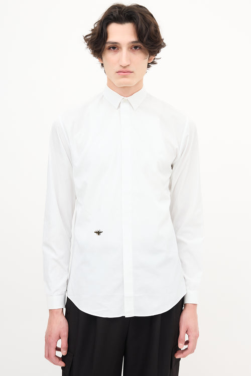 Dior White Embroidered Logo Shirt