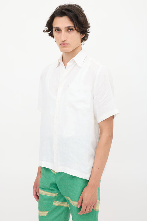 DKNY White Linen One Pocket Shirt