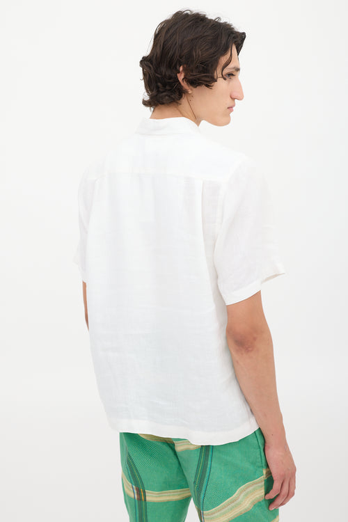 DKNY White Linen One Pocket Shirt