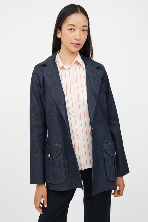 DL1961 Dark Wash Denim Long Sleeve Blazer