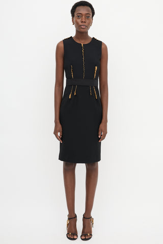 Dolce & Gabbana Leather Trim Sheath Dress