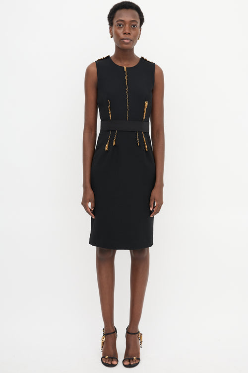 Dolce & Gabbana Leather Trim Sheath Dress