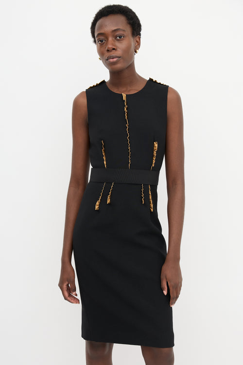 Dolce & Gabbana Leather Trim Sheath Dress