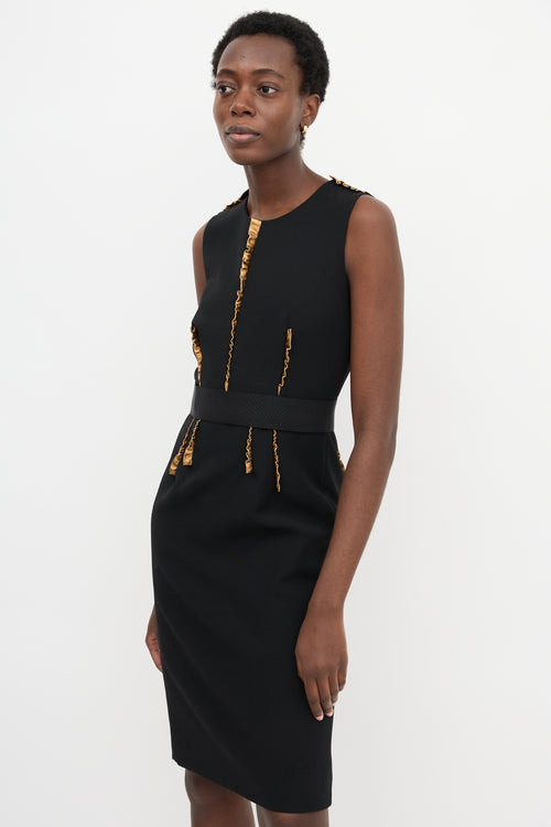 Dolce & Gabbana Leather Trim Sheath Dress