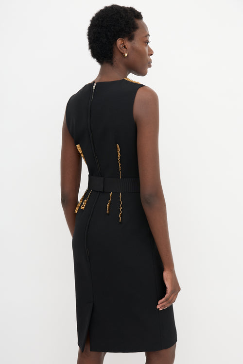 Dolce & Gabbana Leather Trim Sheath Dress