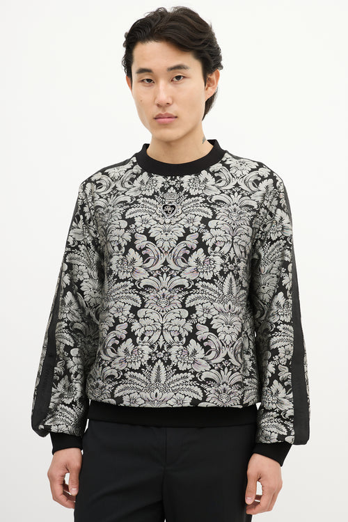 Dolce & Gabbana Black & Silver Baroque Brocade  Sweater