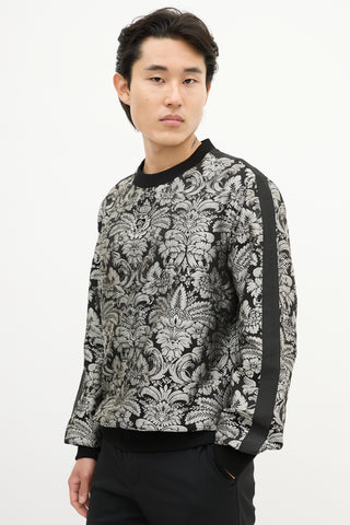 Dolce & Gabbana Black & Silver Baroque Brocade  Sweater