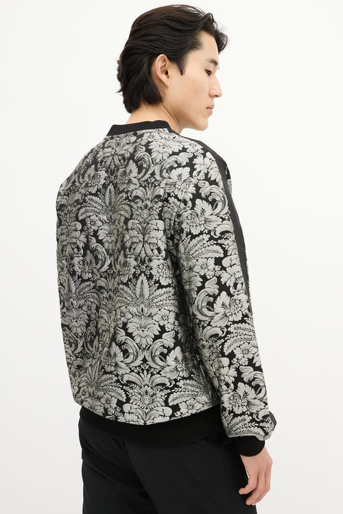 Dolce & Gabbana Black & Silver Baroque Brocade  Sweater