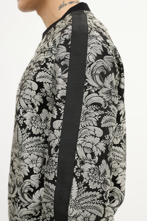 Dolce & Gabbana Black & Silver Baroque Brocade  Sweater