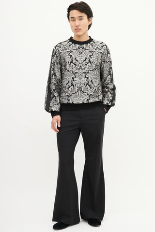 Dolce & Gabbana Black & Silver Baroque Brocade  Sweater