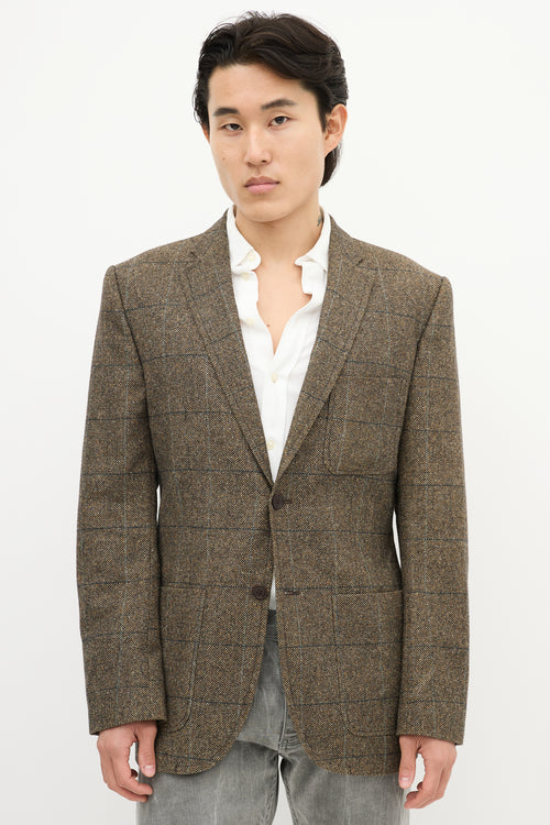 Dolce & Gabbana Brown & Multi Checkered Chevron Blazer