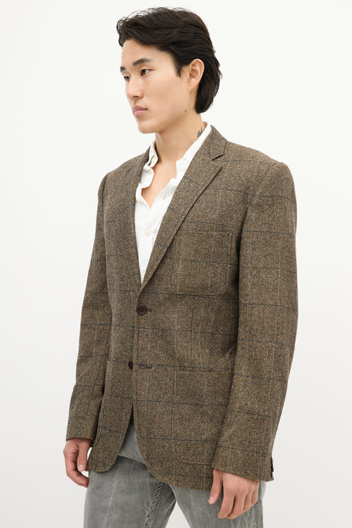 Dolce & Gabbana Brown & Multi Checkered Chevron Blazer