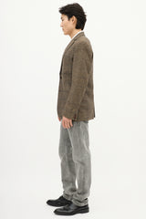 Dolce & Gabbana Brown & Multi Checkered Chevron Blazer