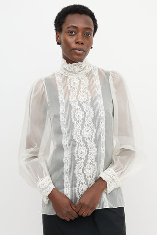 Dolce & Gabbana Silk Chiffon & Lace Blouse