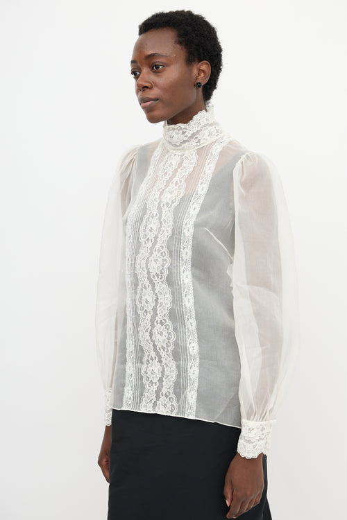 Dolce & Gabbana Silk Chiffon & Lace Blouse