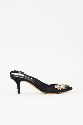 Dolce & Gabbana Lace & Crystal Slingback Heel