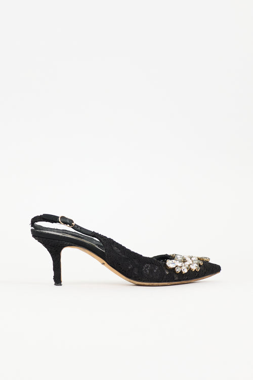 Dolce & Gabbana Lace & Crystal Slingback Heel