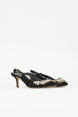 Dolce & Gabbana Lace & Crystal Slingback Heel