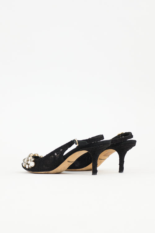Dolce & Gabbana Lace & Crystal Slingback Heel
