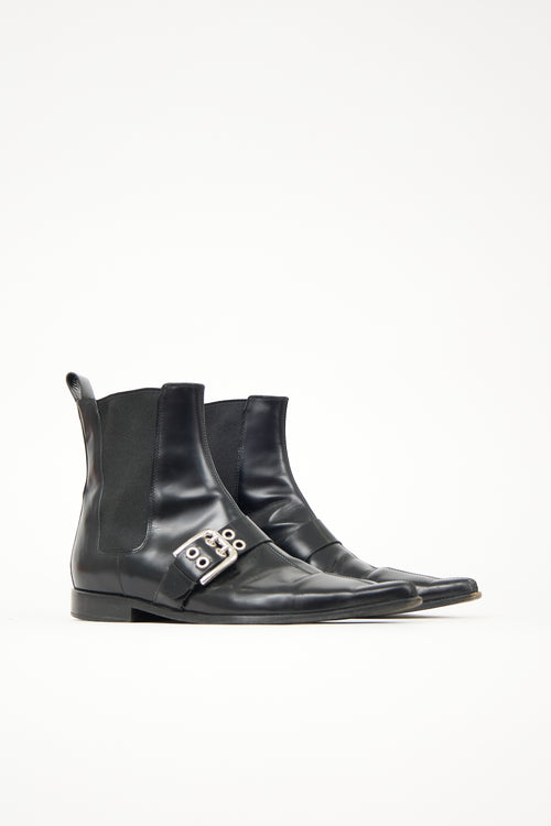 Dolce & Gabbana Leather Pointed Toe Boot
