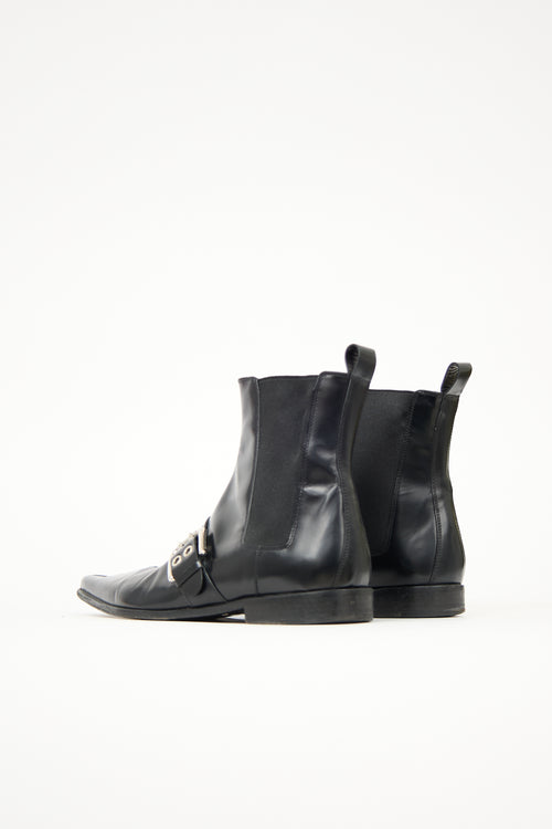 Dolce & Gabbana Leather Pointed Toe Boot