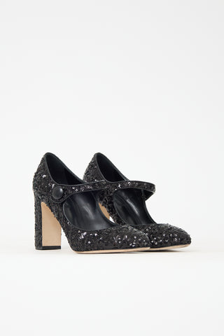 Dolce & Gabbana Sequin Mary Jane Heel