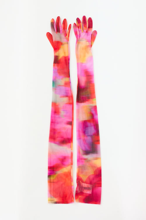 Mesh Gradient Long Gloves