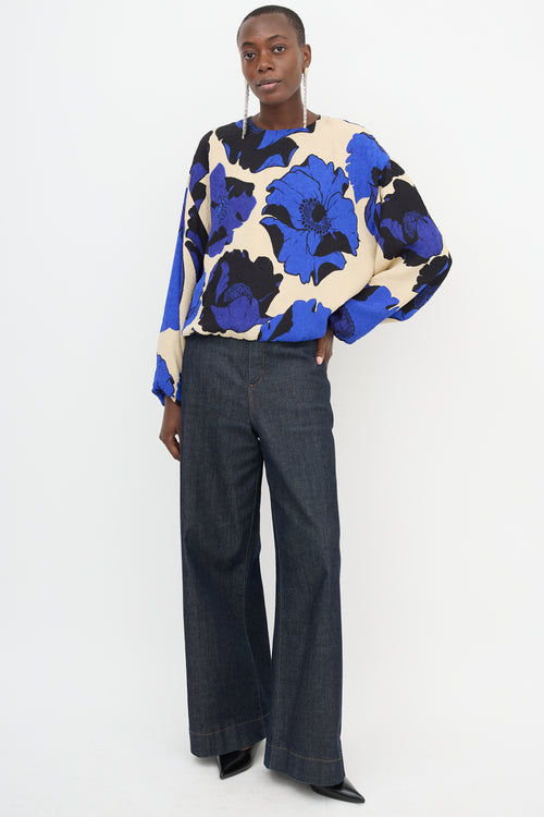 Dries Van Noten Floral Capo Gathered Blouse