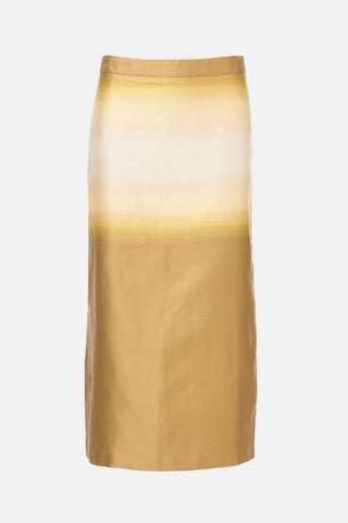 Dries Van Noten Silk Satin Gradient Skirt