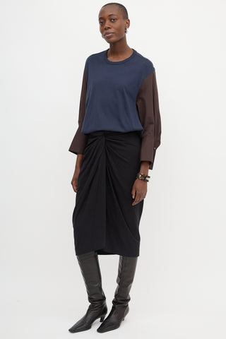 Dries Van Noten Jersey Twisted Midi Skirt