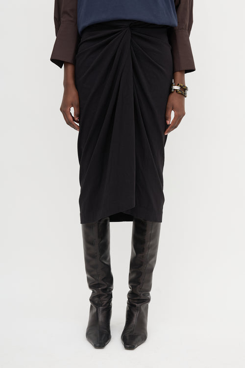 Dries Van Noten Jersey Twisted Midi Skirt