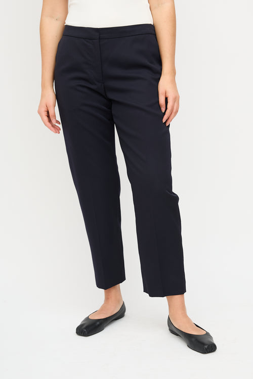 Dries Van Noten Navy Wool Tapered Trouser