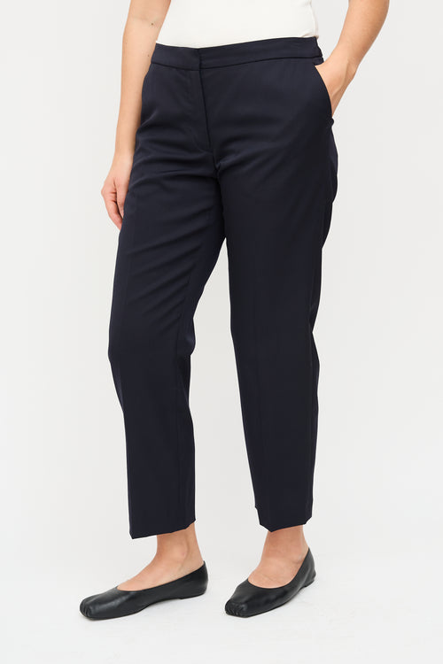 Dries Van Noten Navy Wool Tapered Trouser