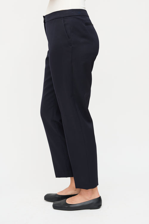 Dries Van Noten Navy Wool Tapered Trouser