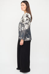 Dries Van Noten Black & Multi Mixed Print Tailcoat Blazer