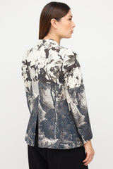 Dries Van Noten Black & Multi Mixed Print Tailcoat Blazer