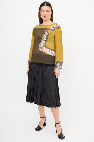 Dries Van Noten Silk Printed Sheer Blouse