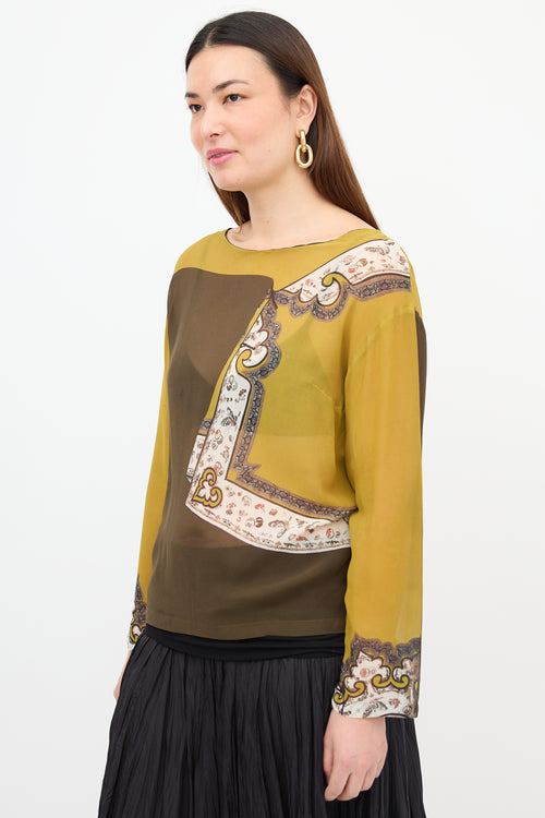 Dries Van Noten Silk Printed Sheer Blouse