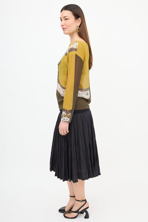 Dries Van Noten Silk Printed Sheer Blouse