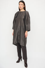 Dries Van Noten Dark Grey Ramie & Silk Open Back Dress